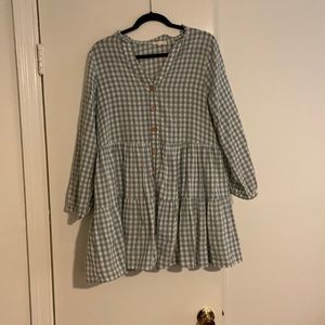 Green & White Gingham—Size Medium—Red Dress